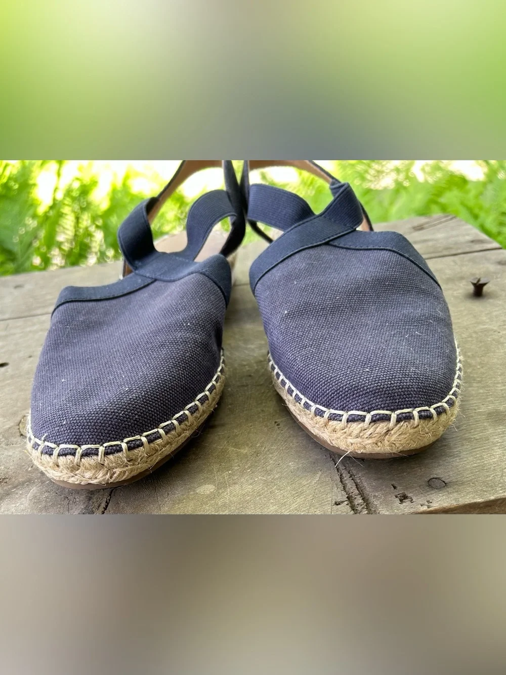 Lucky Brand Sandals Womens 7.5 M Rifka Espadrille Slingback Flats Blue Fabric